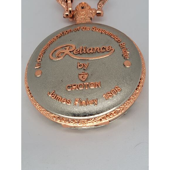James Finley 1808 Commemoration of The Suspension Bridge Pocket Watch Bronze - Picture 3 of 4
